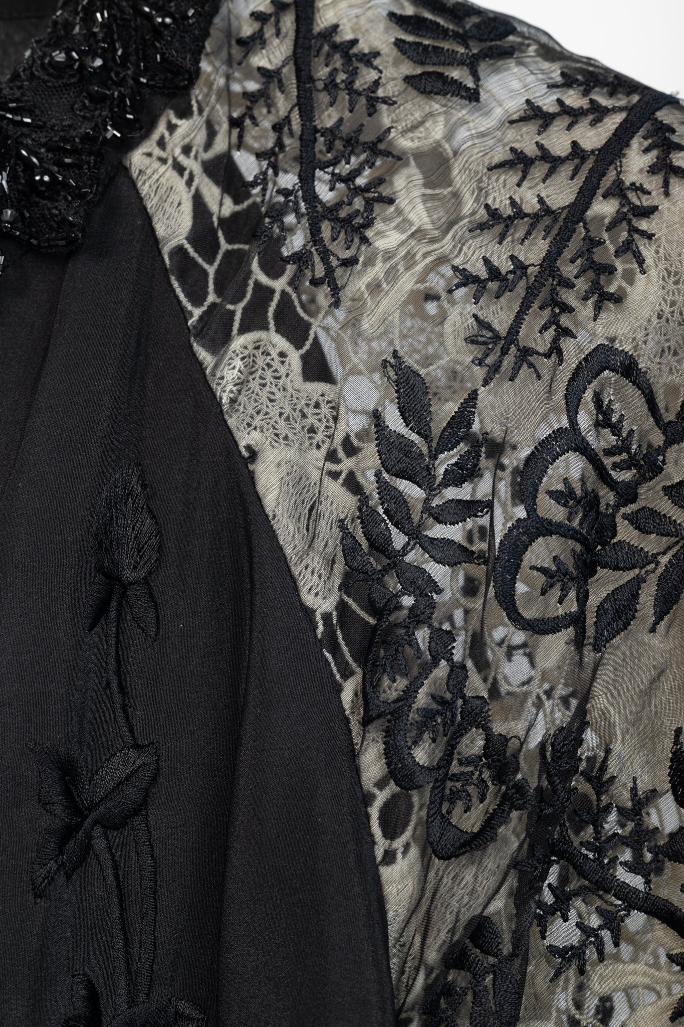 Dries Van Noten Cota Black Embroidered Silk & Lace Bomber Jacket