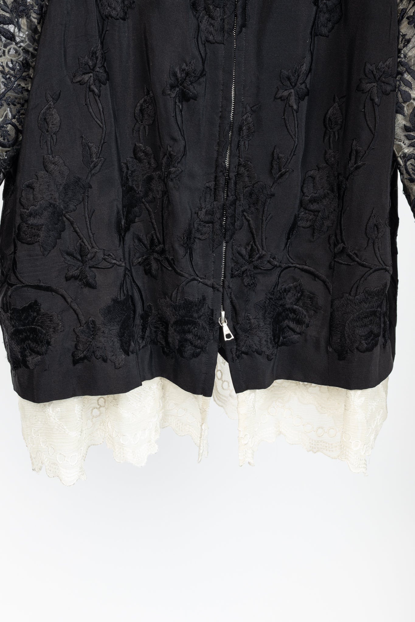 Dries Van Noten Cota Black Embroidered Silk & Lace Bomber Jacket