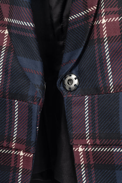 Dries Van Noten SS13 Runway Burgundy & Navy Cotton & Linen Plaid Peplum Vest