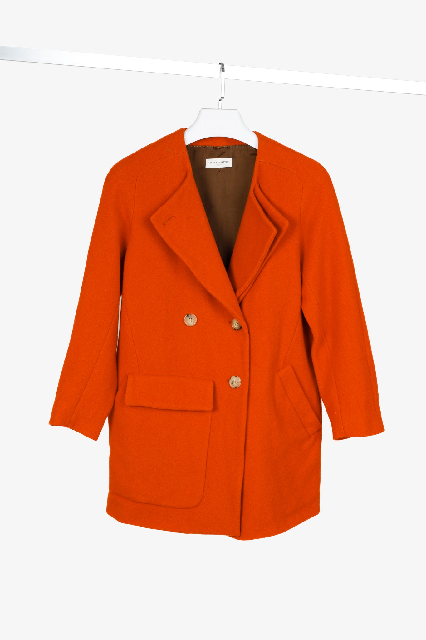 Dries Van Noten Orange Wool Oversized Double Breasted Jacket