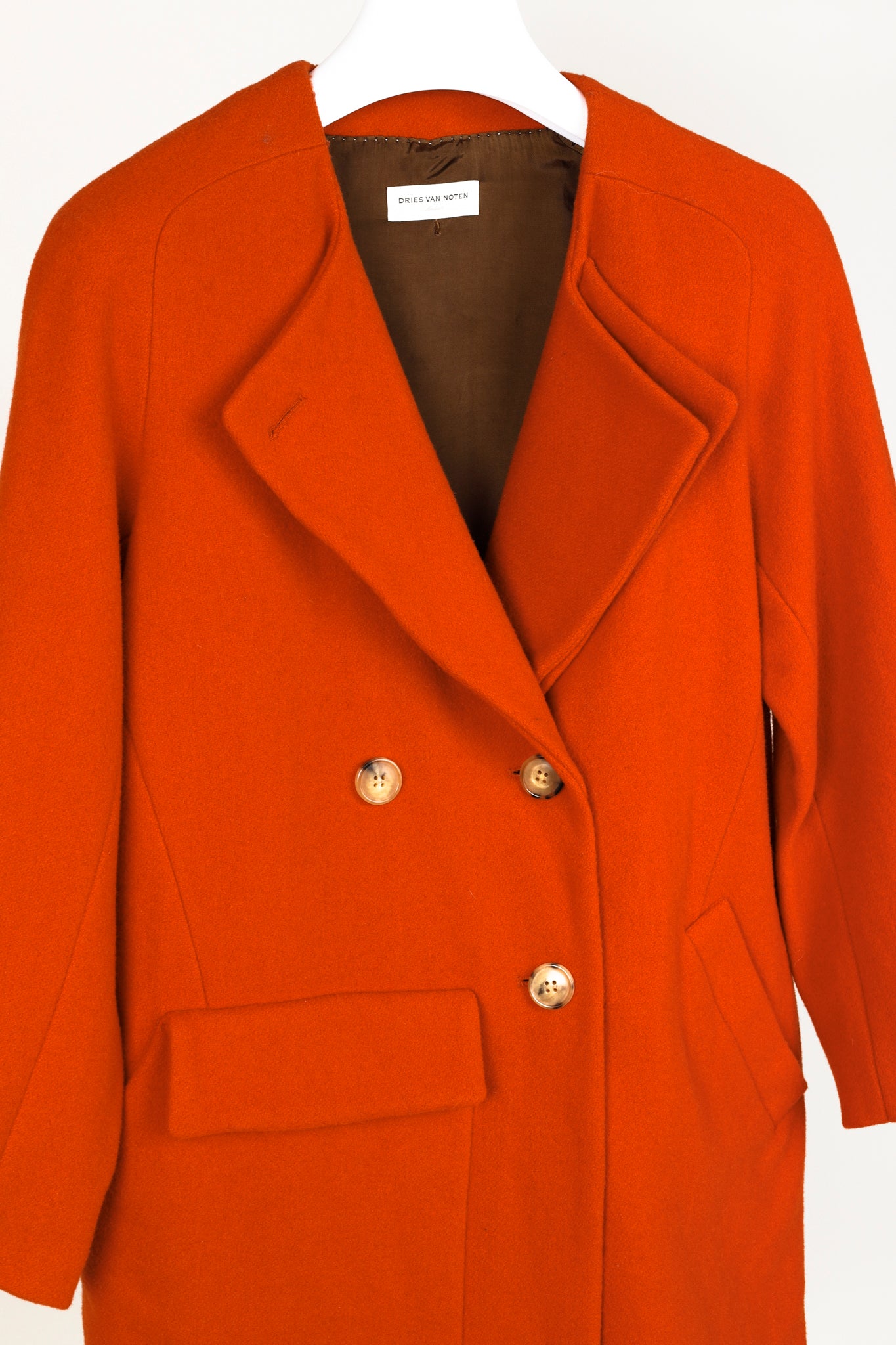 Dries Van Noten Orange Wool Oversized Double Breasted Jacket