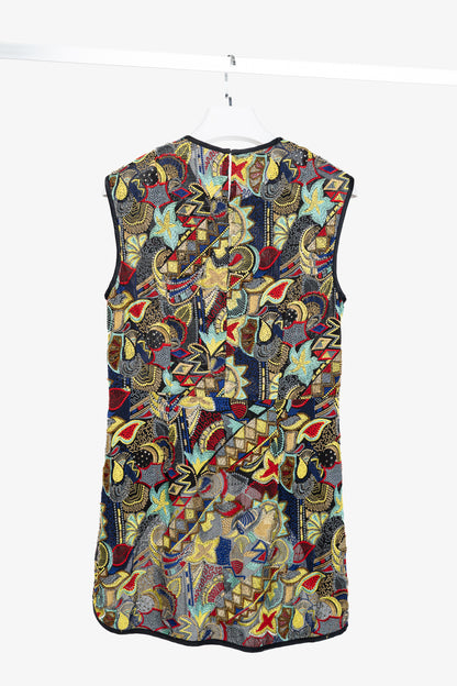 Dries Van Noten SS/15 Runway Multicolour Beaded Sleeveless Hi-Lo Top