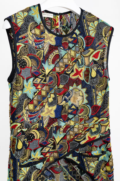 Dries Van Noten SS/15 Runway Multicolour Beaded Sleeveless Hi-Lo Top