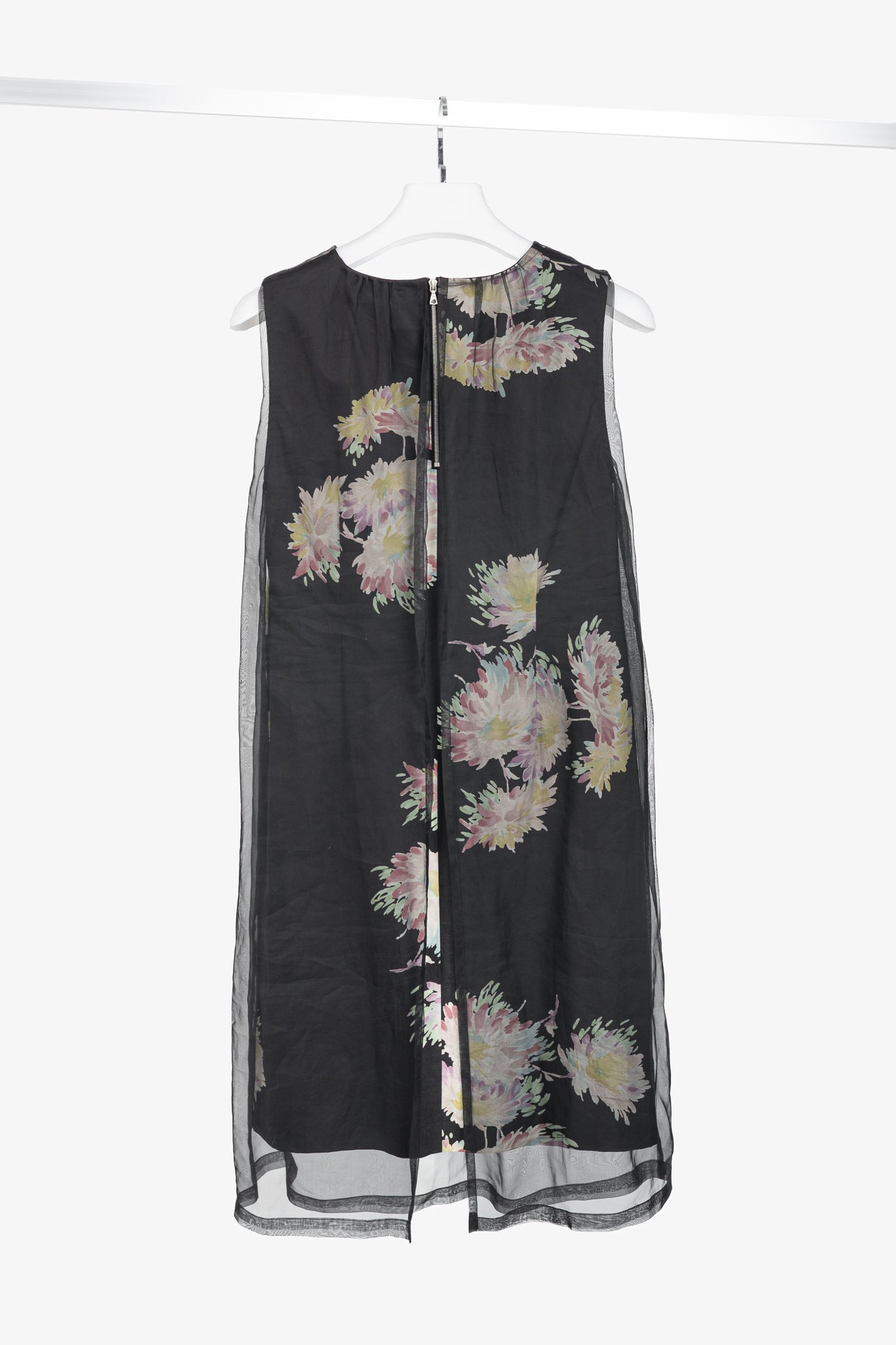 Dries Van Noten SS/13 Black Floral Silk-Organza Mini Dress