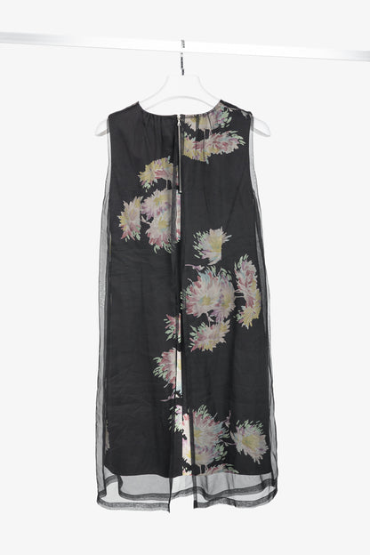 Dries Van Noten SS/13 Black Floral Silk-Organza Mini Dress