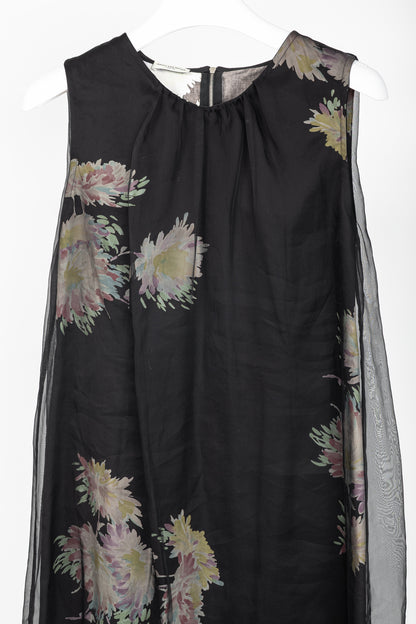 Dries Van Noten SS/13 Black Floral Silk-Organza Mini Dress