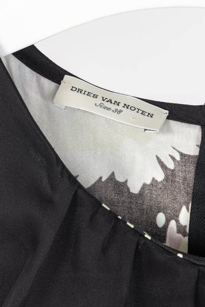Dries Van Noten SS/13 Black Floral Silk-Organza Mini Dress