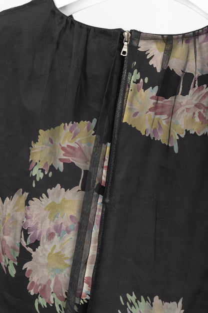 Dries Van Noten SS/13 Black Floral Silk-Organza Mini Dress