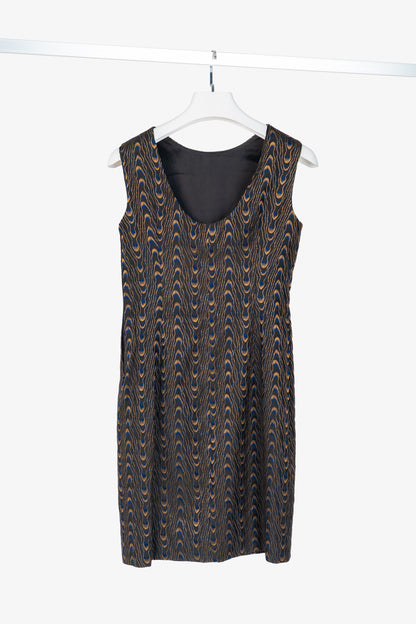 Dries Van Noten AW16 Black Abstract-Jacquard Sleeveless Dress