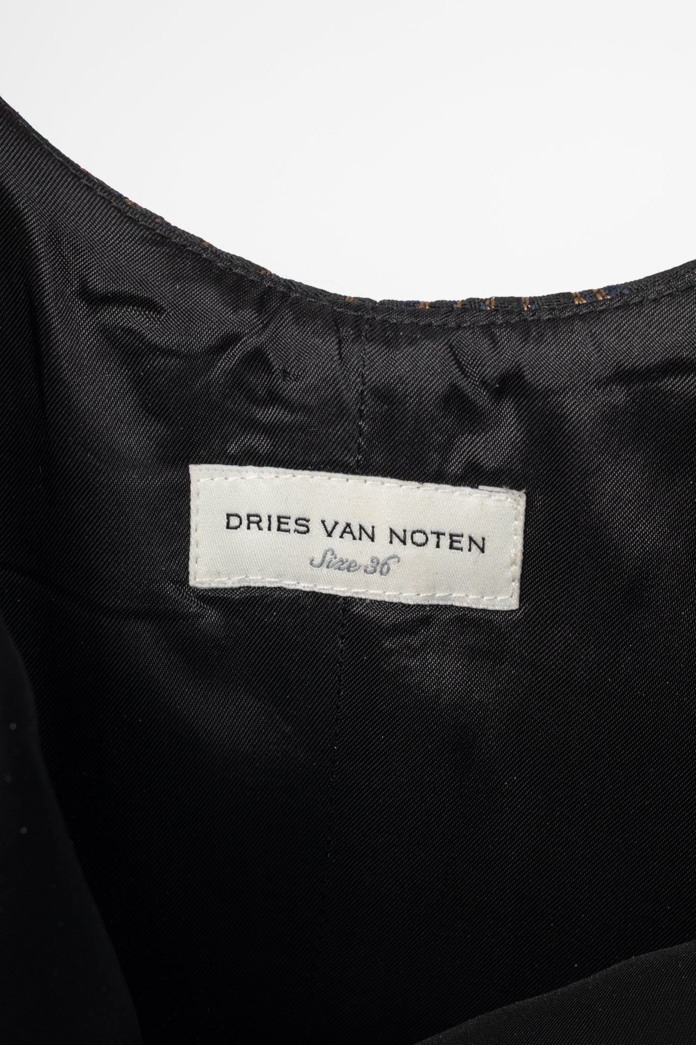 Dries Van Noten AW16 Black Abstract-Jacquard Sleeveless Dress