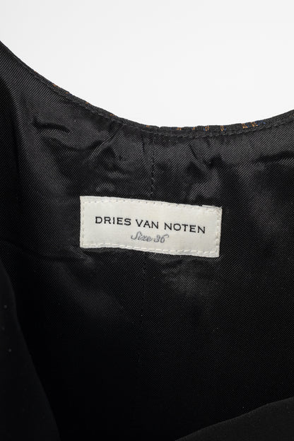 Dries Van Noten AW16 Black Abstract-Jacquard Sleeveless Dress