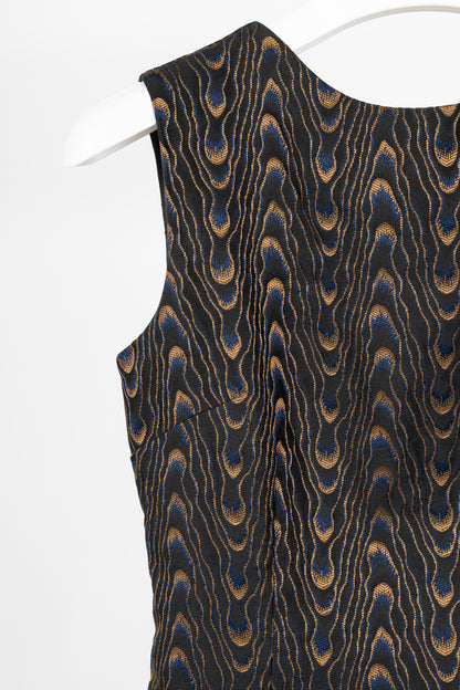 Dries Van Noten AW16 Black Abstract-Jacquard Sleeveless Dress