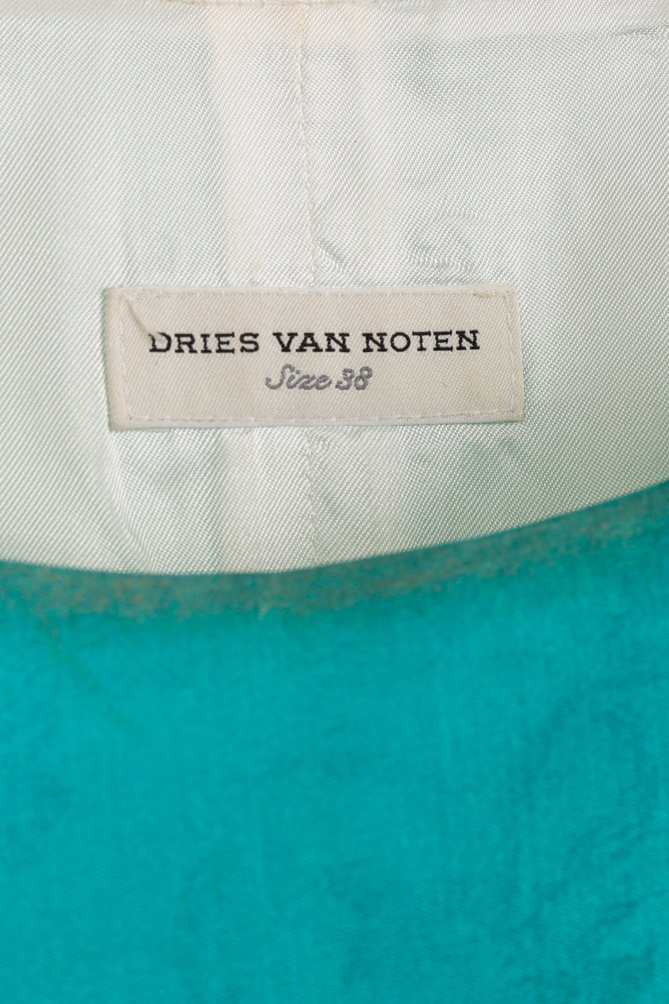 Dries Van Noten AW/12 Teal Printed Satin Sleeveless Mini Shift Dress