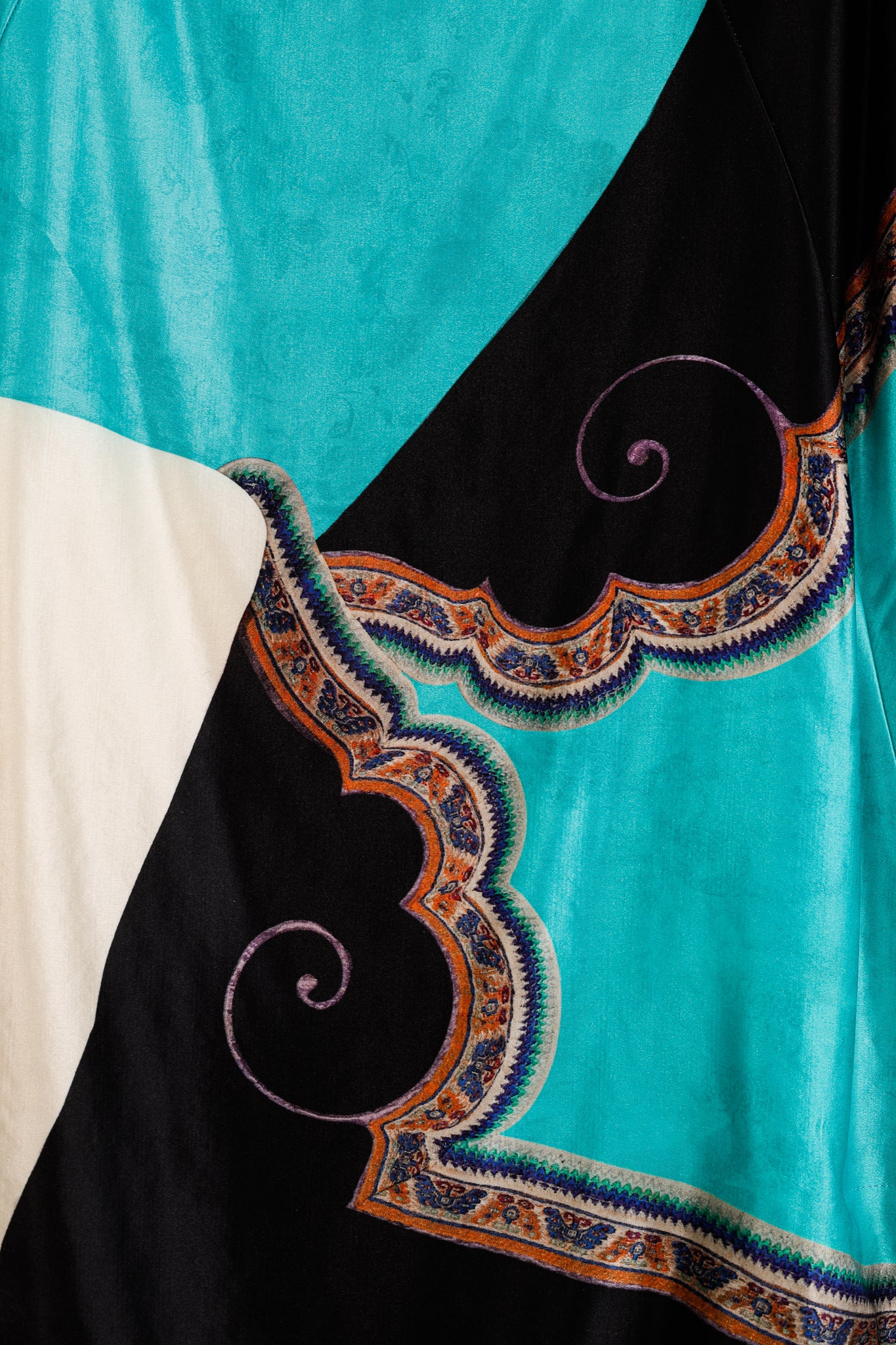 Dries Van Noten AW/12 Teal Printed Satin Sleeveless Mini Shift Dress
