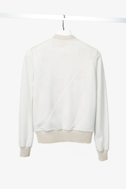 Dries Van Noten SS18 Hando Silver Cotton-Blend Lurex-Knit Bomber Jacket