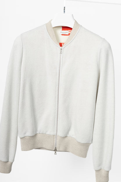 Dries Van Noten SS18 Hando Silver Cotton-Blend Lurex-Knit Bomber Jacket