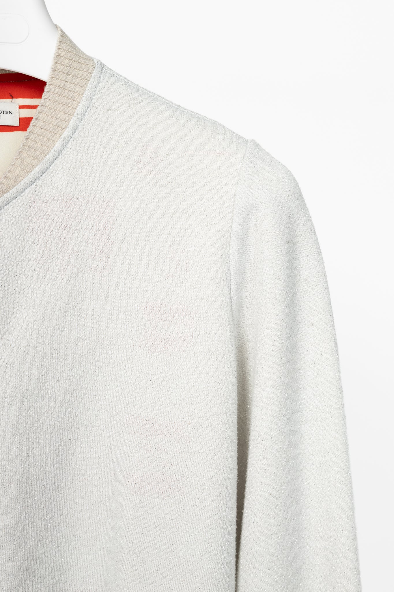 Dries Van Noten SS18 Hando Silver Cotton-Blend Lurex-Knit Bomber Jacket