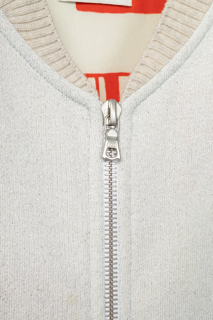 Dries Van Noten SS18 Hando Silver Cotton-Blend Lurex-Knit Bomber Jacket