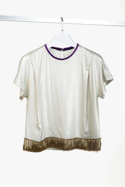 Dries Van Noten AW/16 Champagne Silk Gathered-Hem Blouse