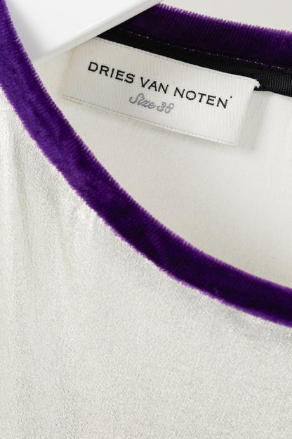Dries Van Noten AW/16 Champagne Silk Gathered-Hem Blouse