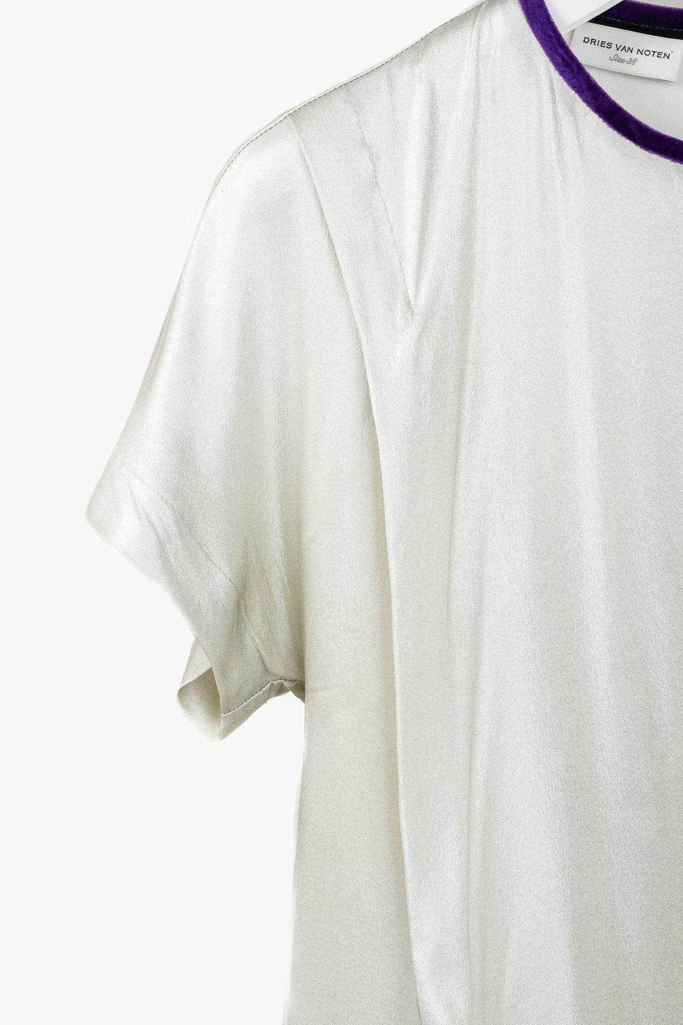 Dries Van Noten AW/16 Champagne Silk Gathered-Hem Blouse