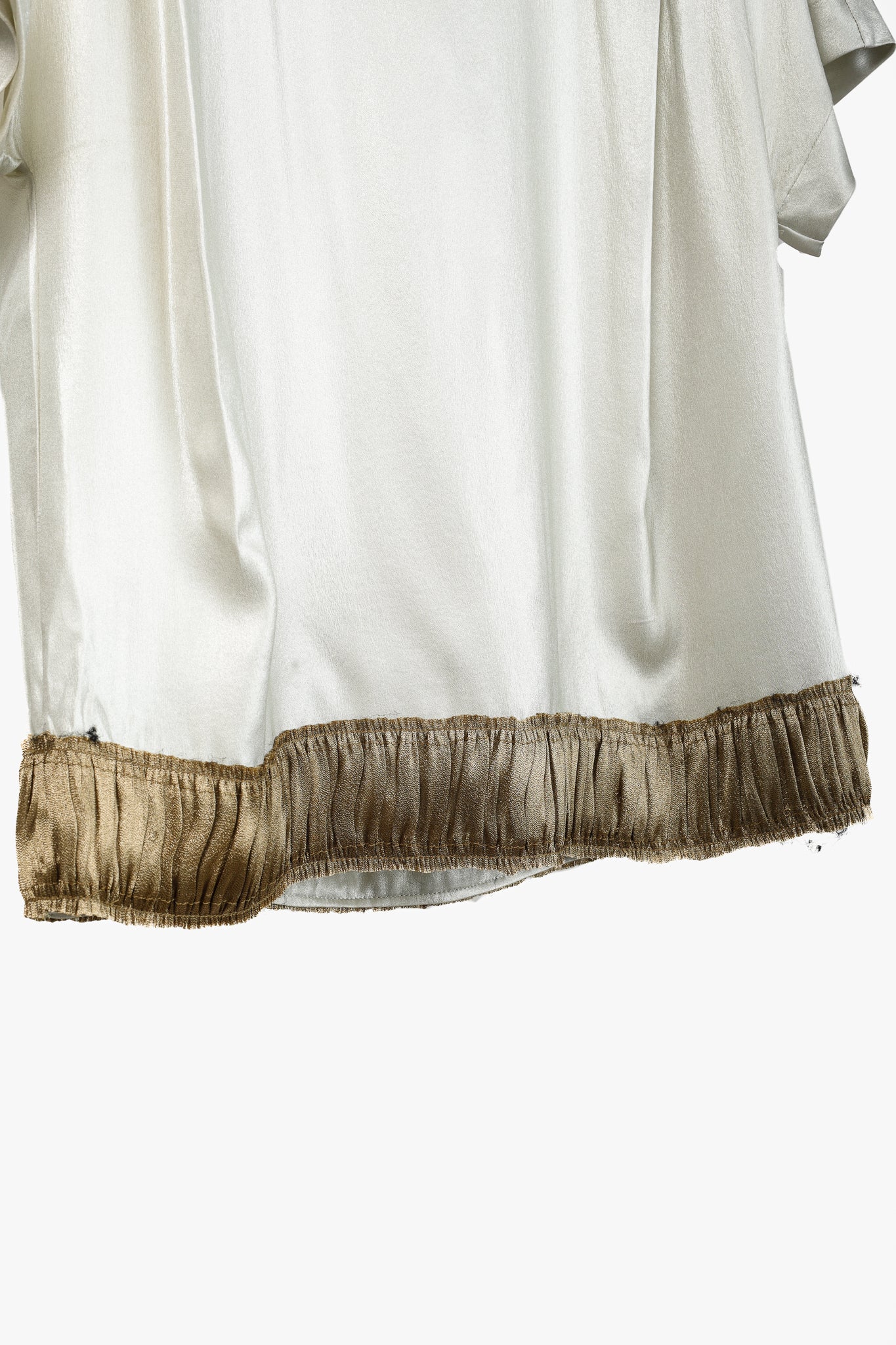 Dries Van Noten AW/16 Champagne Silk Gathered-Hem Blouse