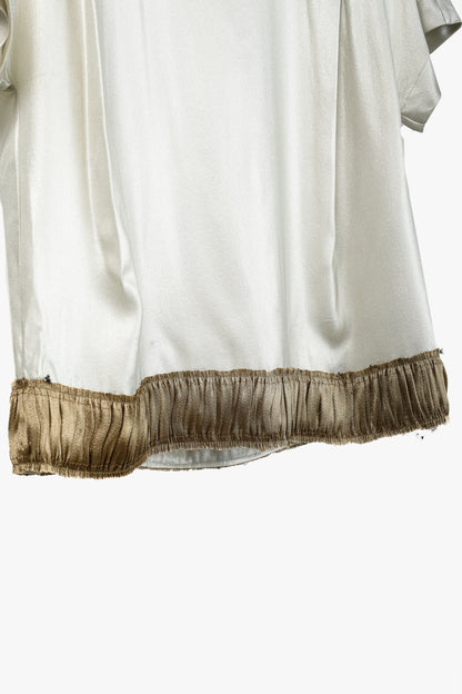 Dries Van Noten AW/16 Champagne Silk Gathered-Hem Blouse