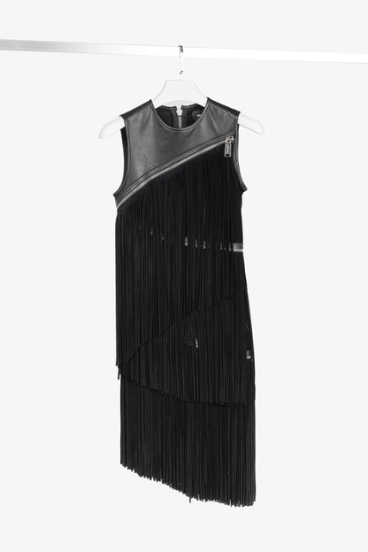 Dsquared2 PF/15 Black Suede-Fringe Sleeveless Mini Dress