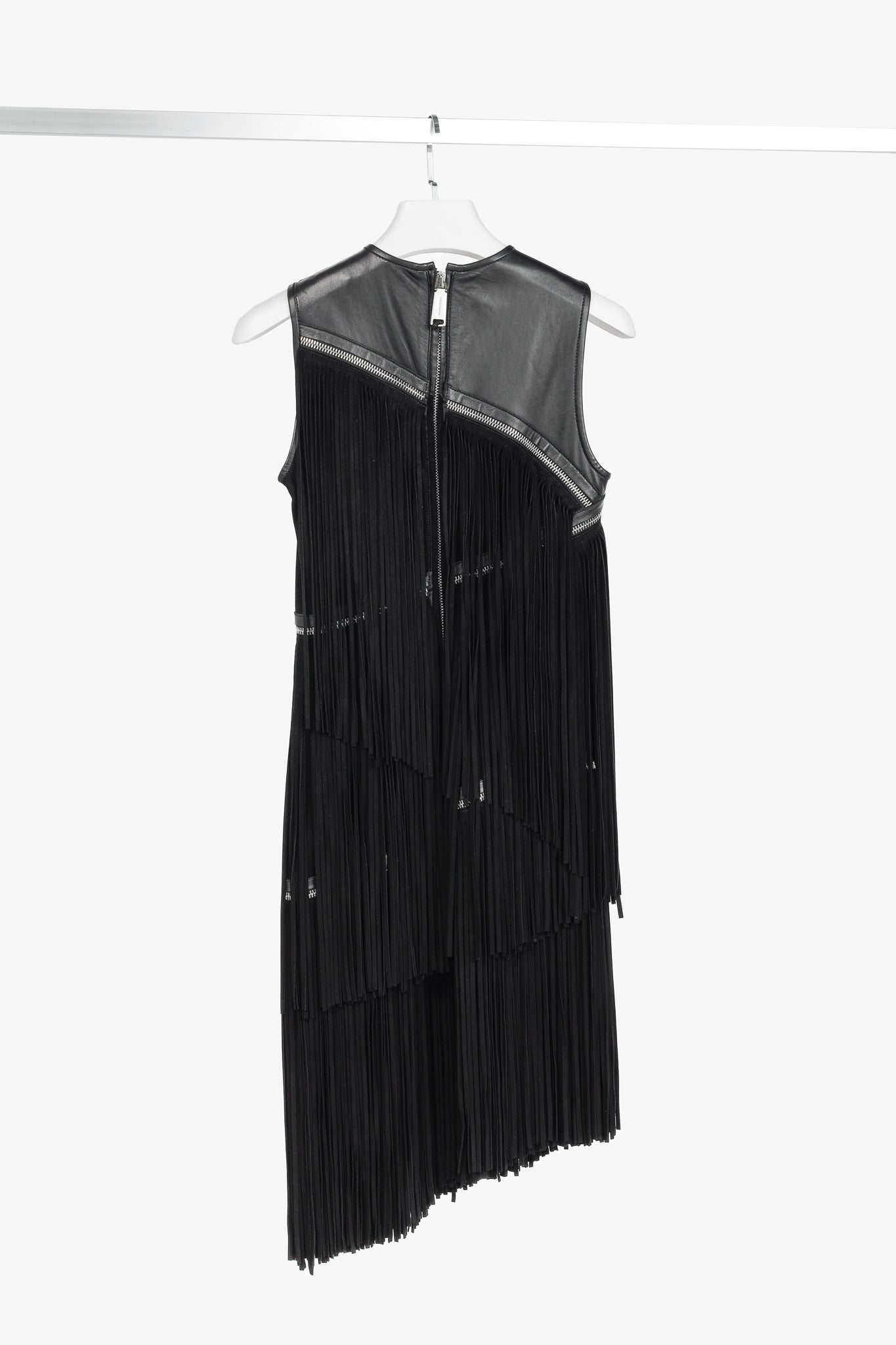 Dsquared2 PF/15 Black Suede-Fringe Sleeveless Mini Dress