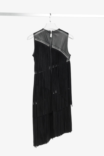 Dsquared2 PF/15 Black Suede-Fringe Sleeveless Mini Dress
