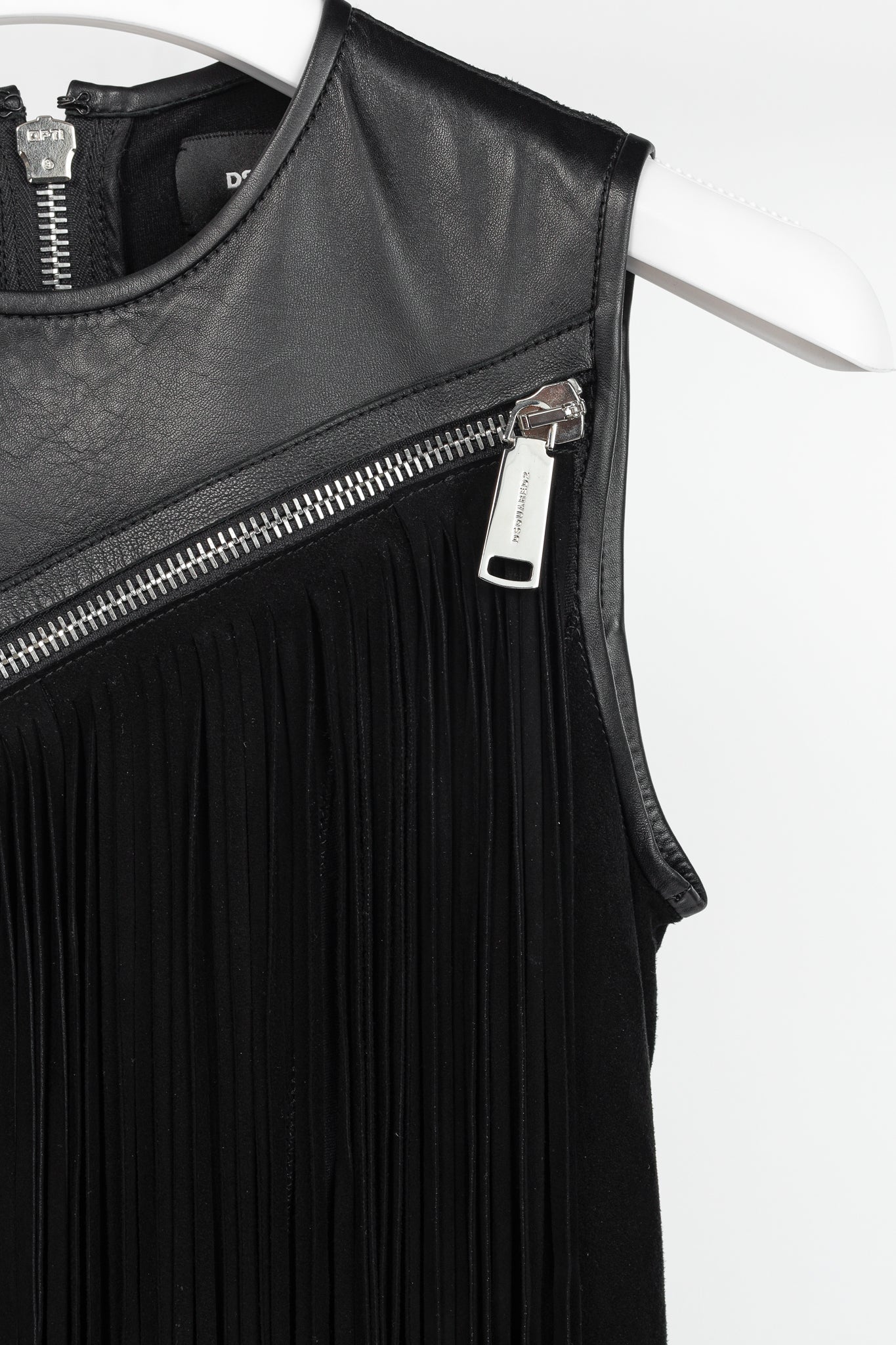 Dsquared2 PF/15 Black Suede-Fringe Sleeveless Mini Dress