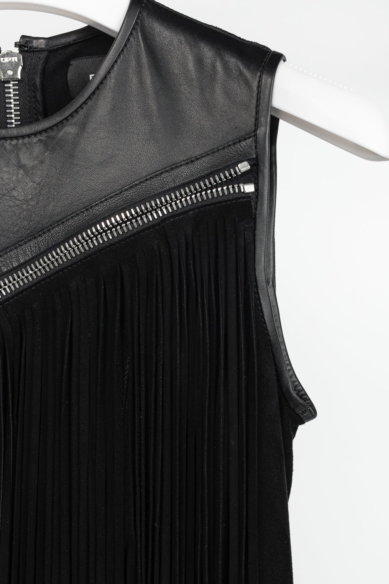 Dsquared2 PF/15 Black Suede-Fringe Sleeveless Mini Dress