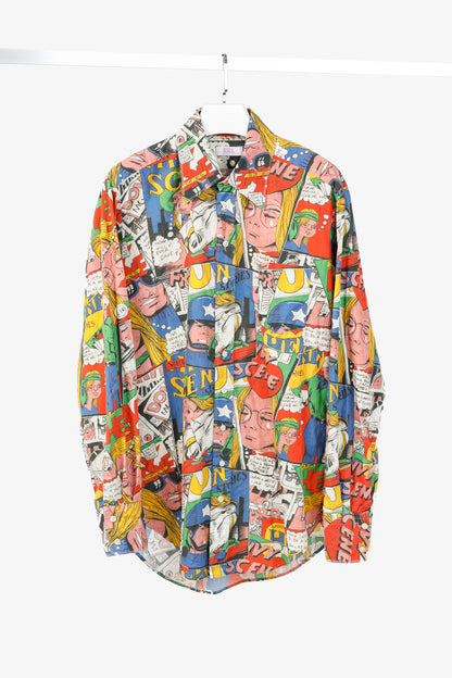 ERL SS/23 Comic Book Multicolor Printed Cotton Shirt