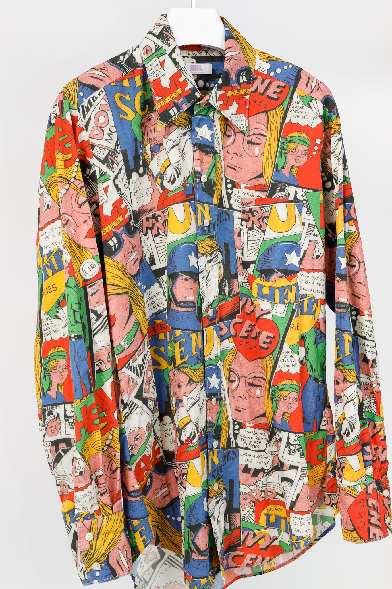 ERL SS/23 Comic Book Multicolor Printed Cotton Shirt