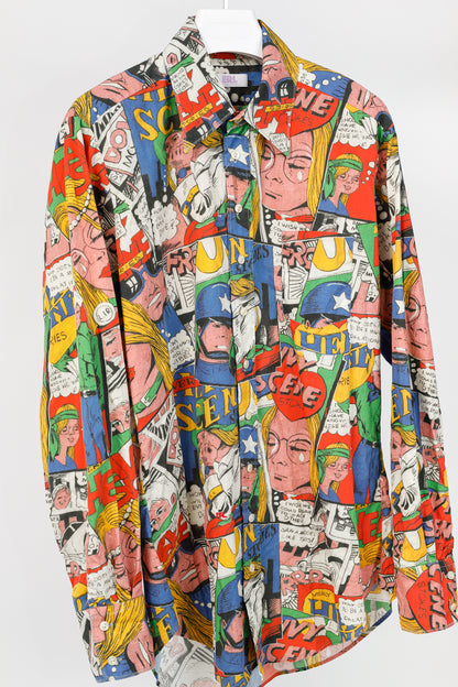 ERL SS/23 Comic Book Multicolor Printed Cotton Shirt