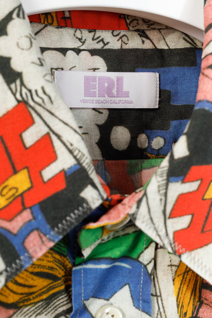 ERL SS/23 Comic Book Multicolor Printed Cotton Shirt