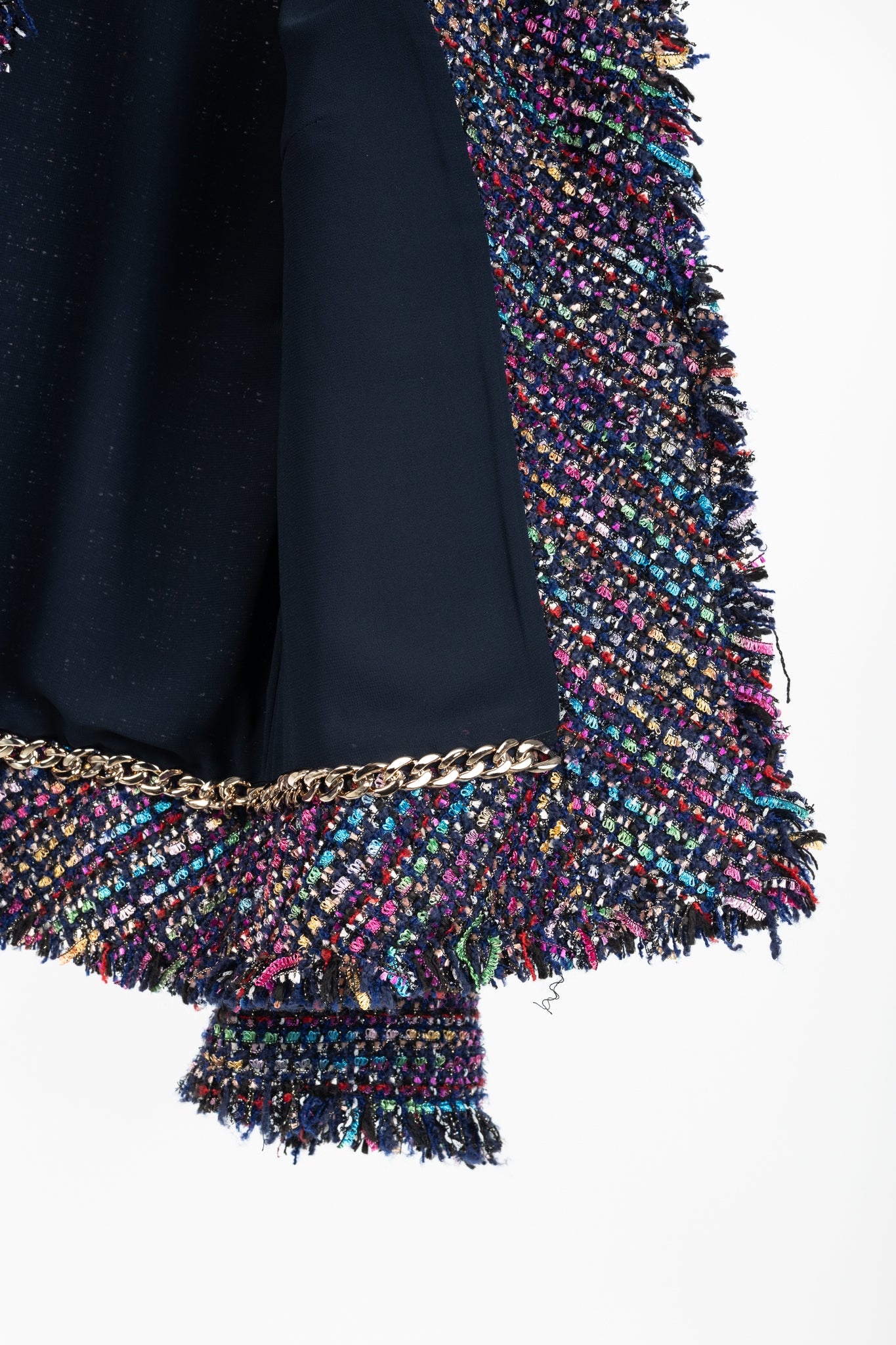 Edward Achour Paris Multicolour Tweed Fringe-Trim Jacket