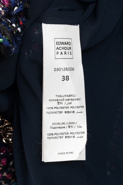 Edward Achour Paris Multicolour Tweed Fringe-Trim Jacket