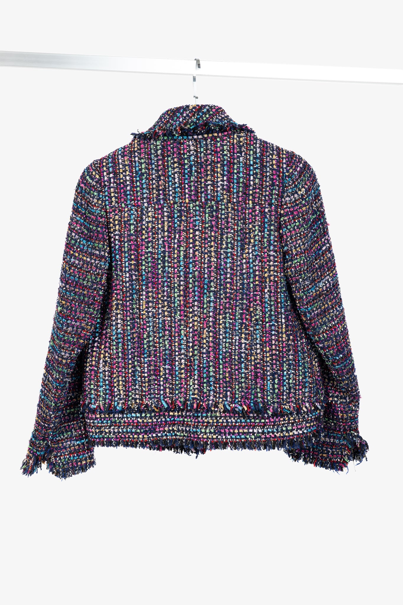 Edward Achour Paris Multicolour Tweed Fringe-Trim Jacket