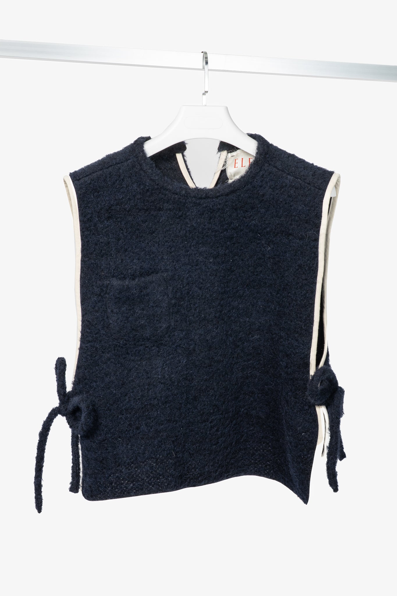 Eleph Fuzz Navy Side-Tie Wool Vest