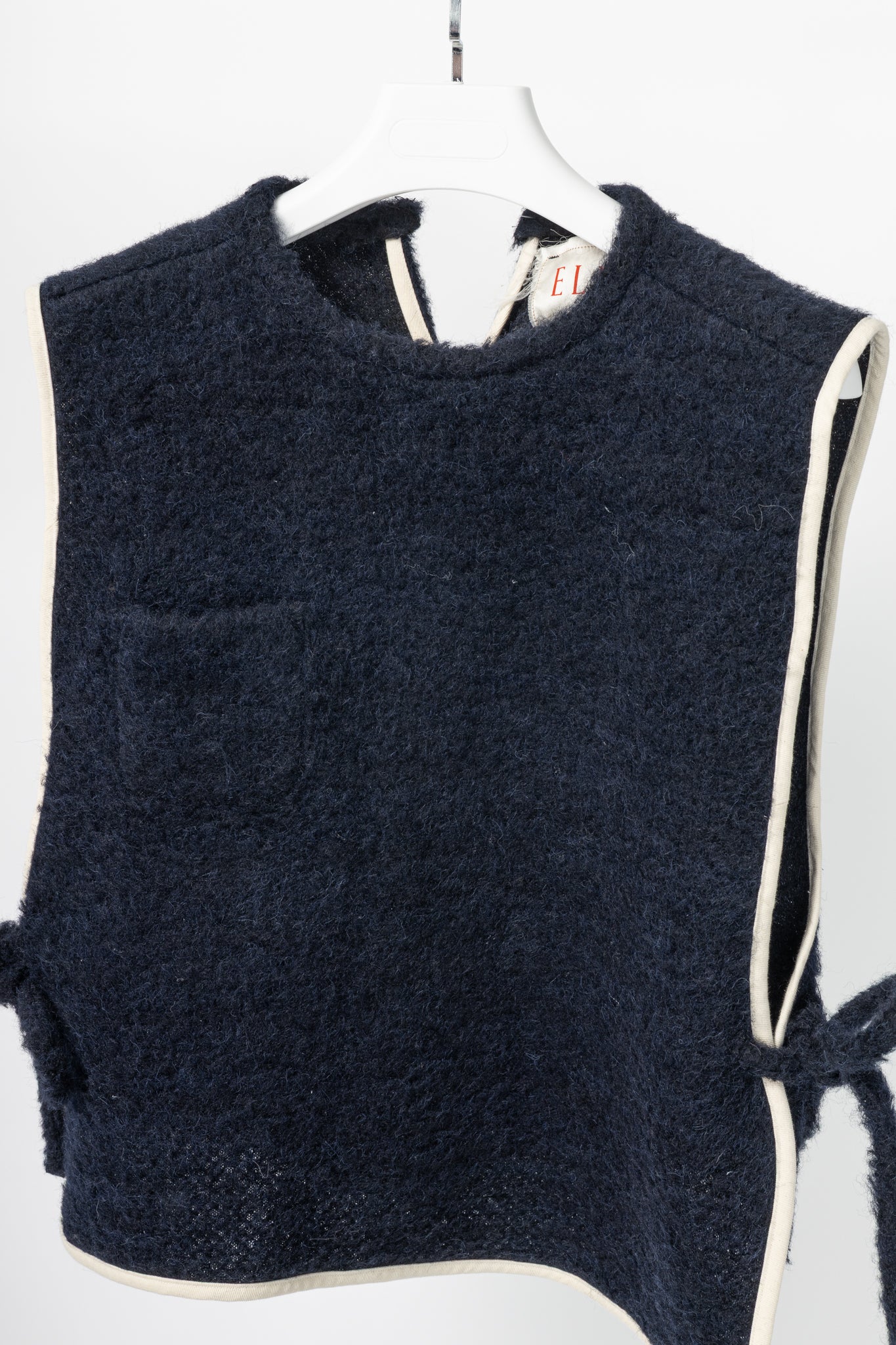 Eleph Fuzz Navy Side-Tie Wool Vest