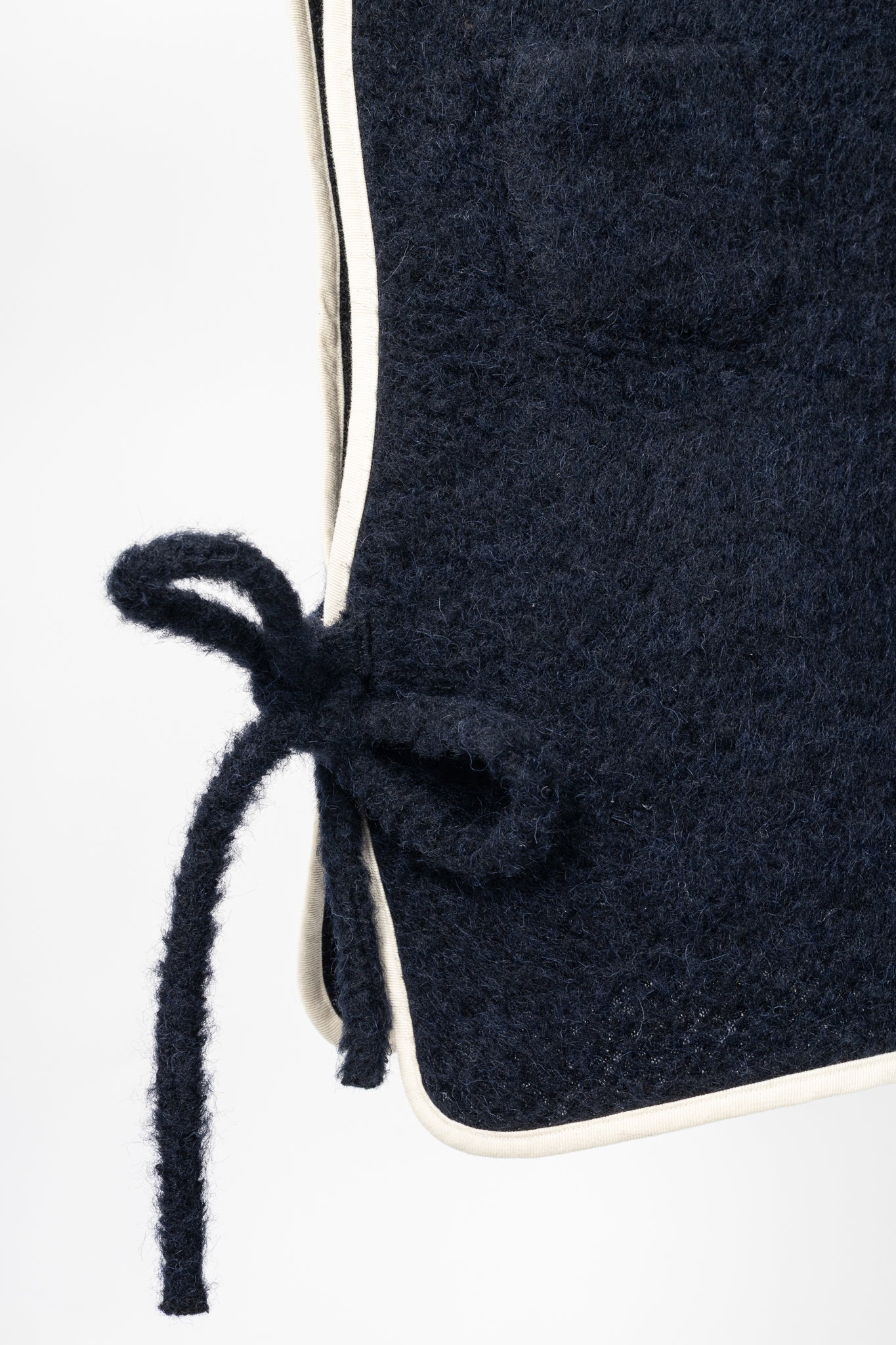 Eleph Fuzz Navy Side-Tie Wool Vest