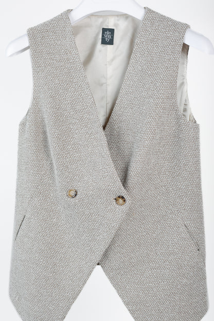 Eleventy Brown Cotton-Blend Tweed Double-Breasted Vest