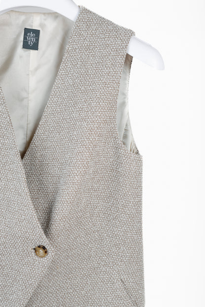 Eleventy Brown Cotton-Blend Tweed Double-Breasted Vest