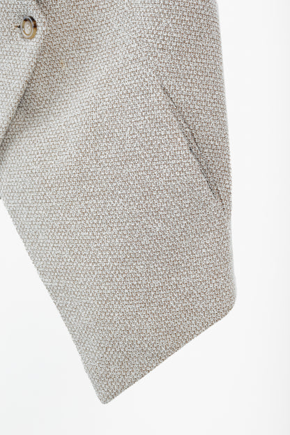 Eleventy Brown Cotton-Blend Tweed Double-Breasted Vest