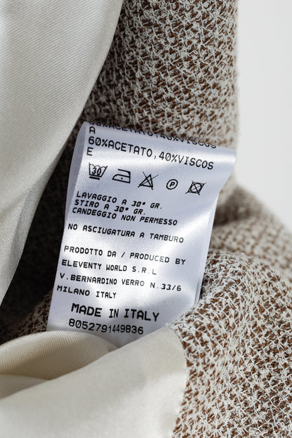 Eleventy Brown Cotton-Blend Tweed Double-Breasted Vest