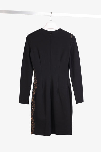 Emilio Pucci Black Knit Lace-Insert Long Sleeve Dress