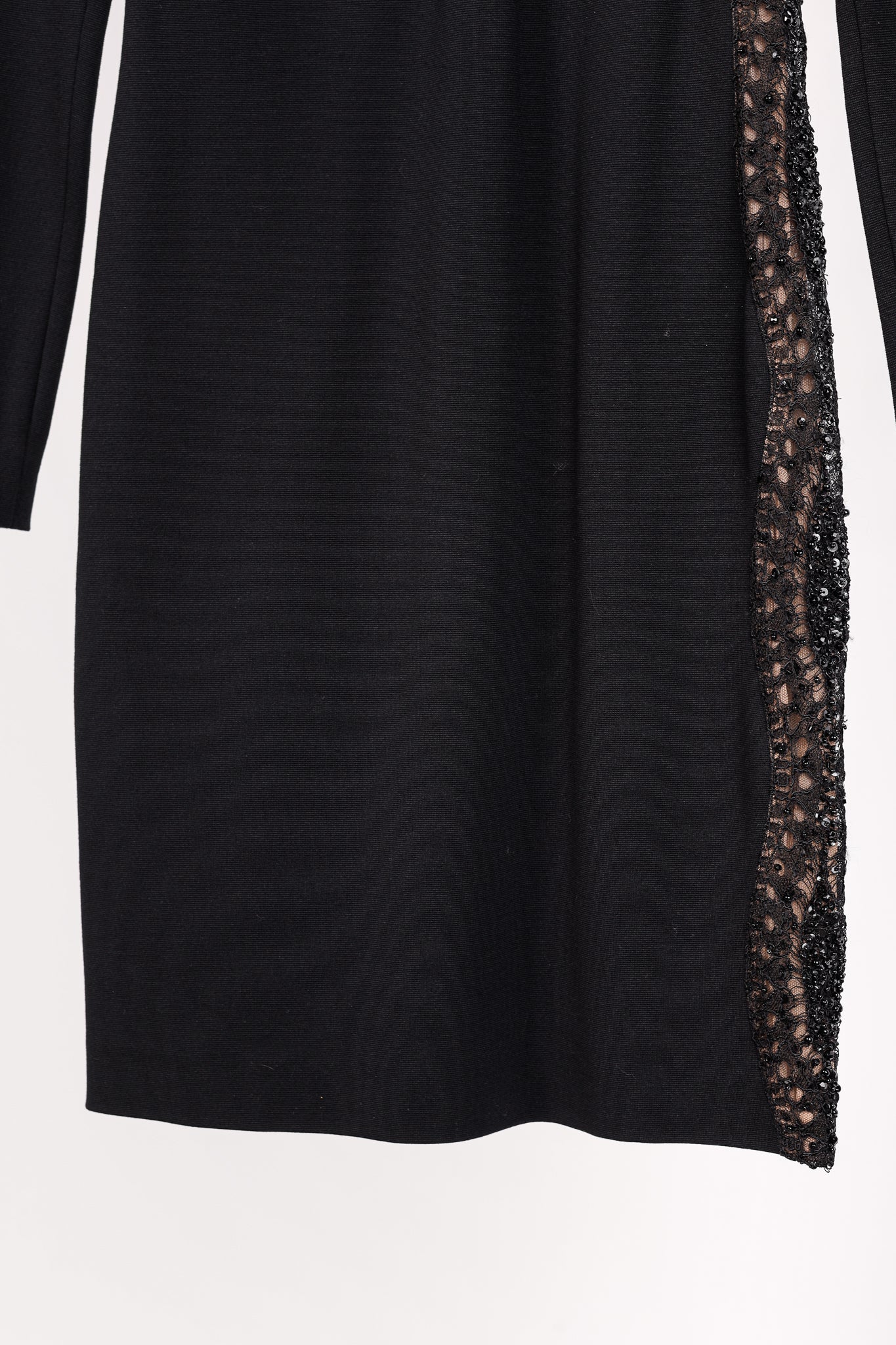 Emilio Pucci Black Knit Lace-Insert Long Sleeve Dress