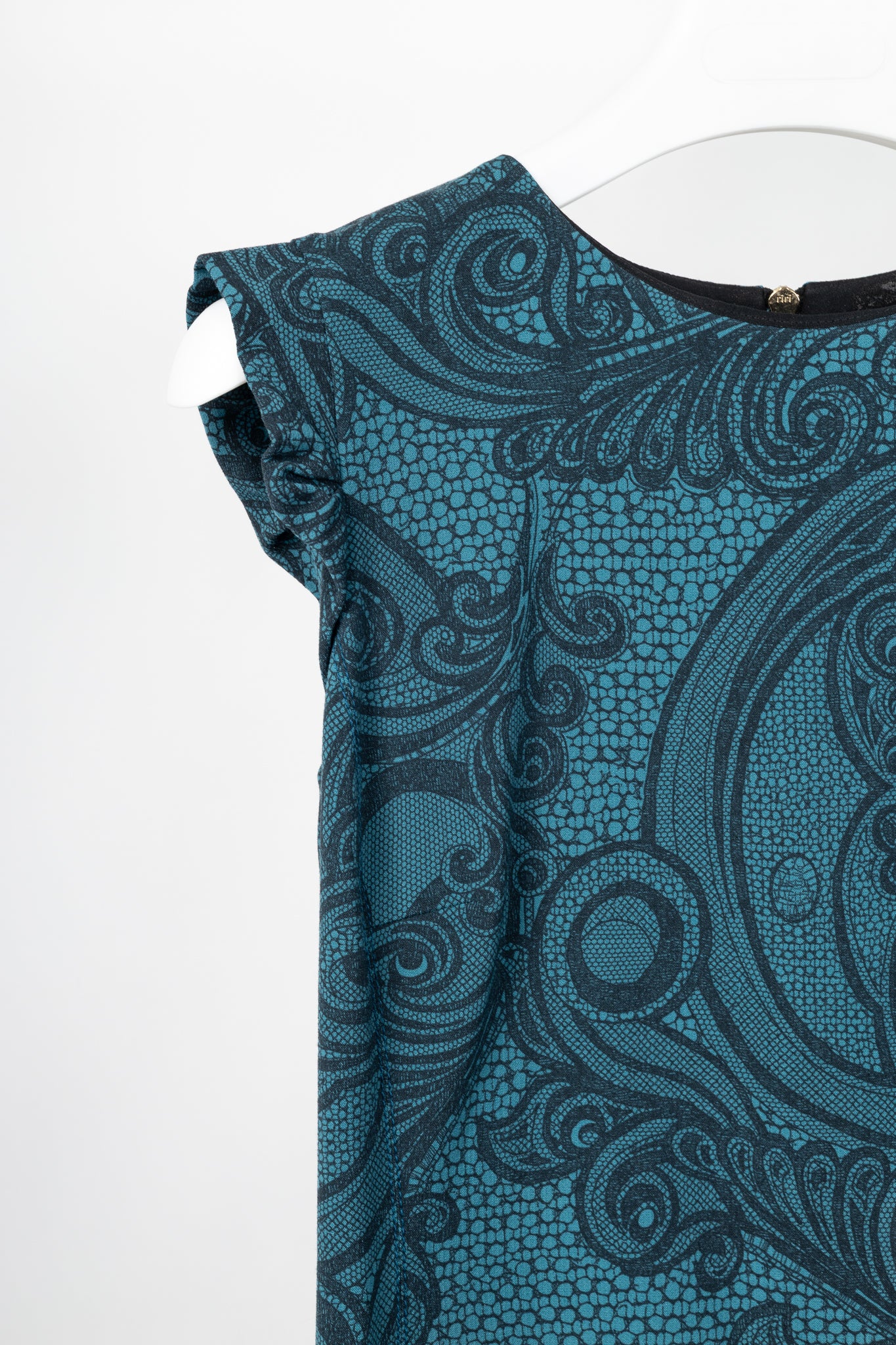 Emilio Pucci PF12 Petrol Wool-Blend Lace-Printed Crepe Dress