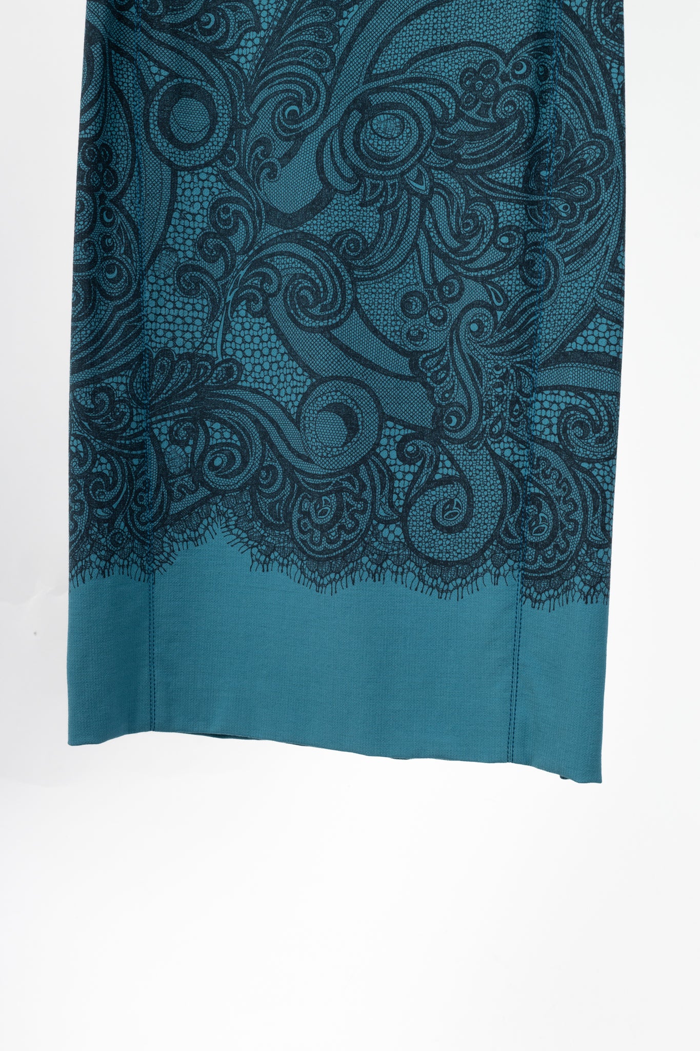 Emilio Pucci PF12 Petrol Wool-Blend Lace-Printed Crepe Dress